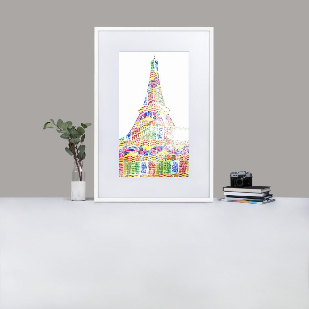 Eiffel Tower - Framed Print With Mat - African Inspired - GeorgeKenny Design