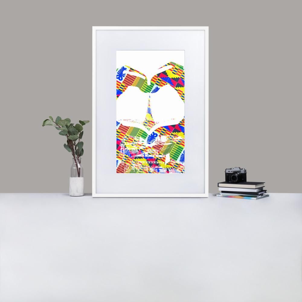 Eiffel Tower With Love - Framed Print with Mat - African Inspired - GeorgeKenny Design