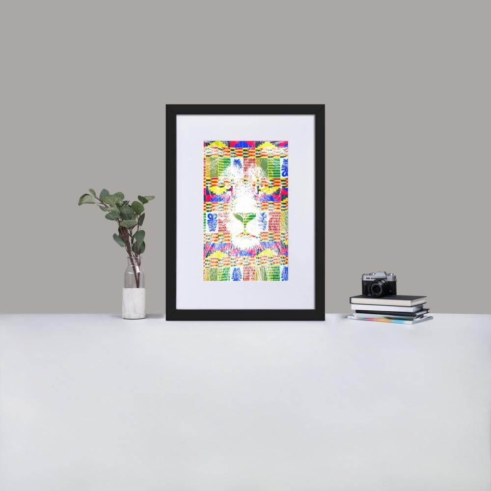 Lion - Framed Print with Mat - African Inspired - GeorgeKenny Design